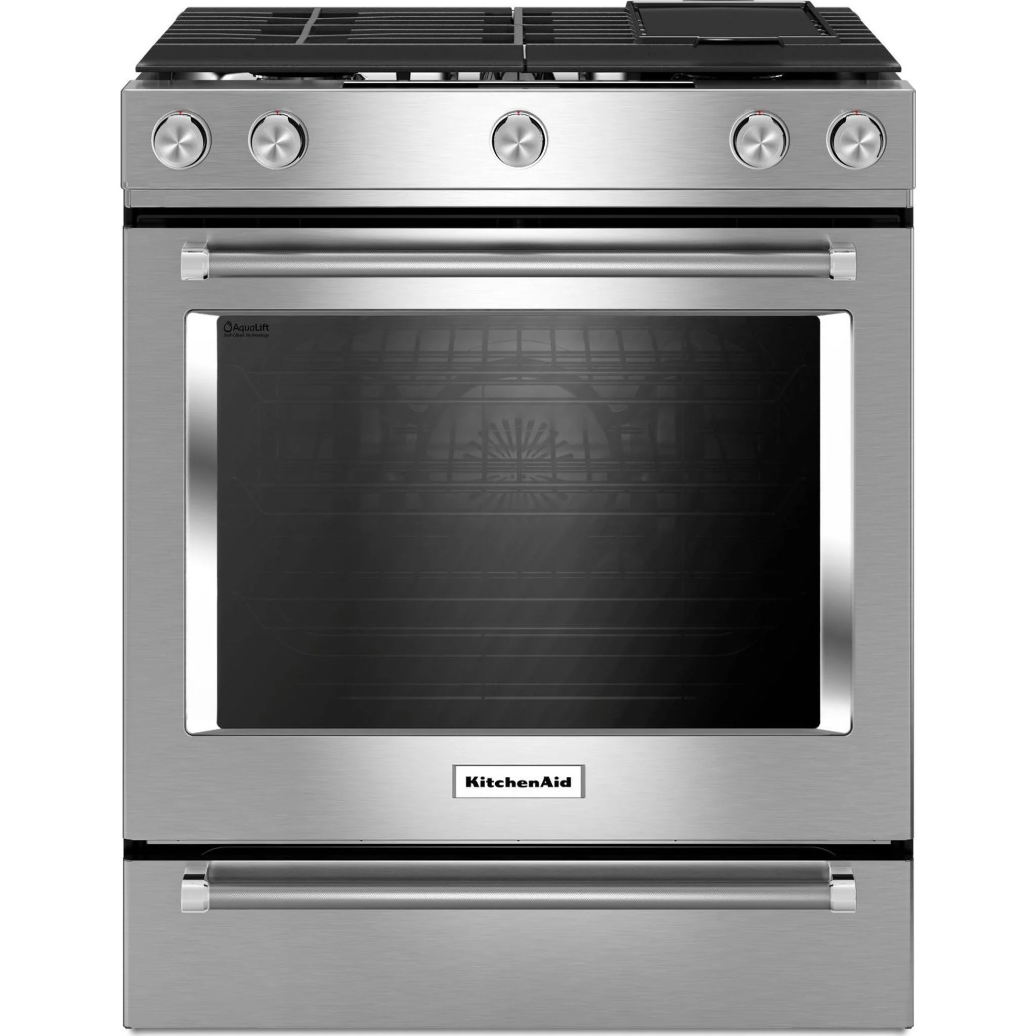 KitchenAid 30-Inch 5-Burner Dual Fuel Convection  Front Control Range with Baking Drawer -Stainless Steel (YKSDB900ESS) - Image 3