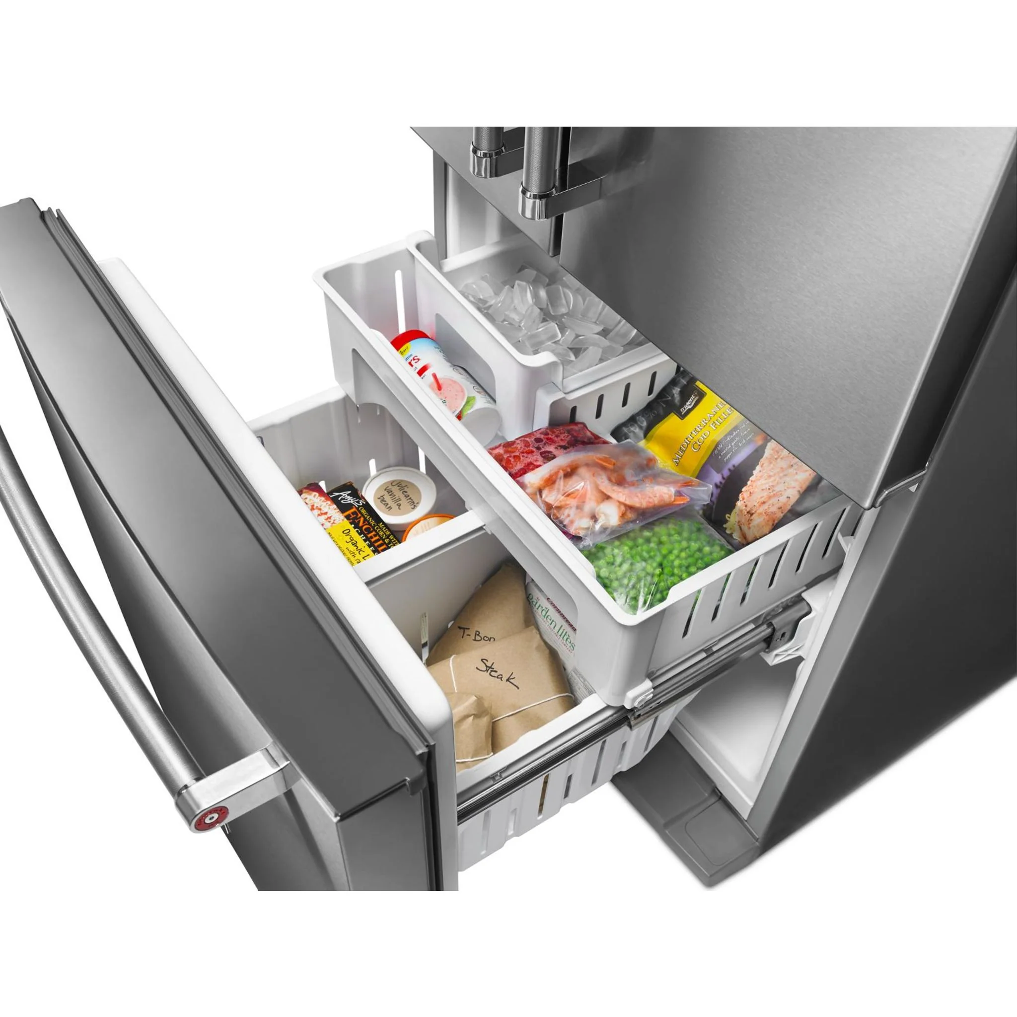 KitchenAid 20 cu.ft. 30" Width Standard Depth French Door Refrigerator with Interior Dispense - Stainless Steel (KRFF300ESS) - Image 23