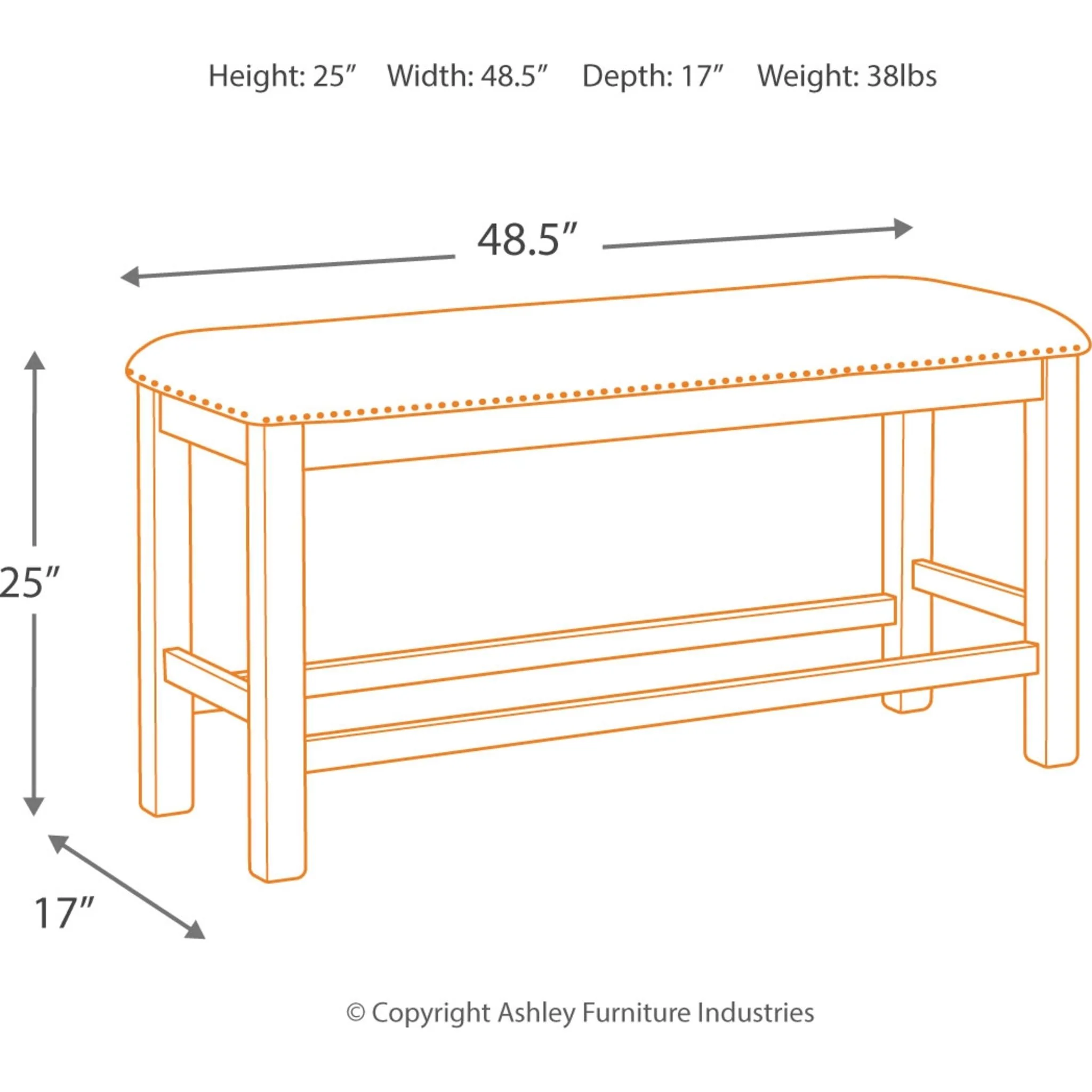 Moriville Counter Height Bench - Beige - (D631-09) - Image 4