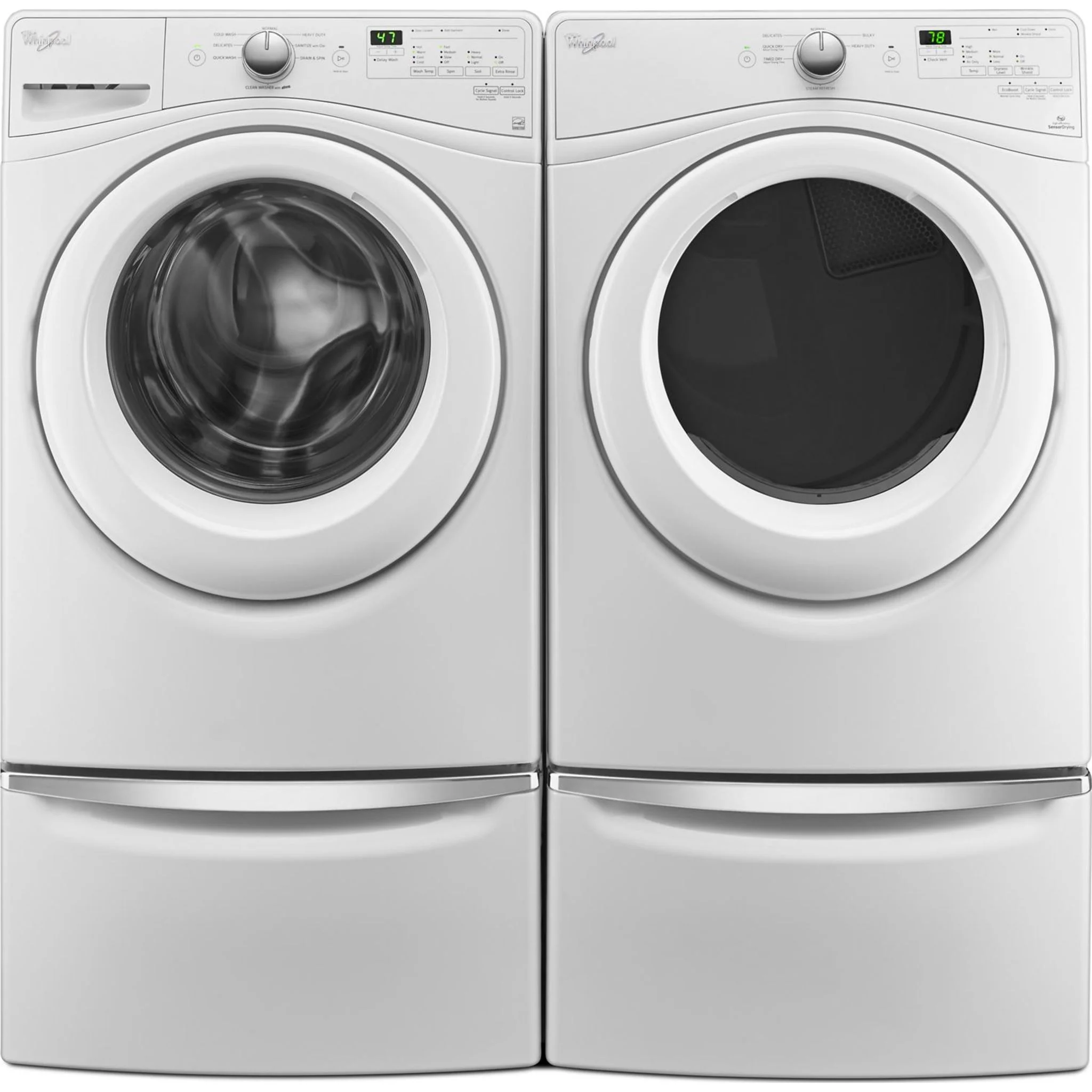 Whirlpool 15.5" (39.4 cm) Pedestal for Front Load Washer and Dryer with Storage -White with Chrome (XHPC155XW) - Image 115