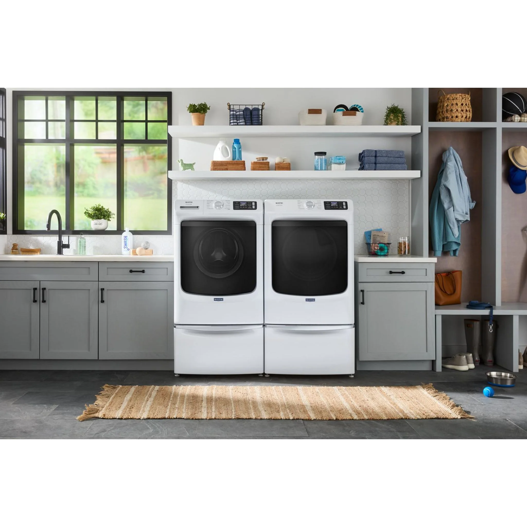 Whirlpool 15.5" (39.4 cm) Pedestal for Front Load Washer and Dryer with Storage -White with Chrome (XHPC155XW) - Image 83
