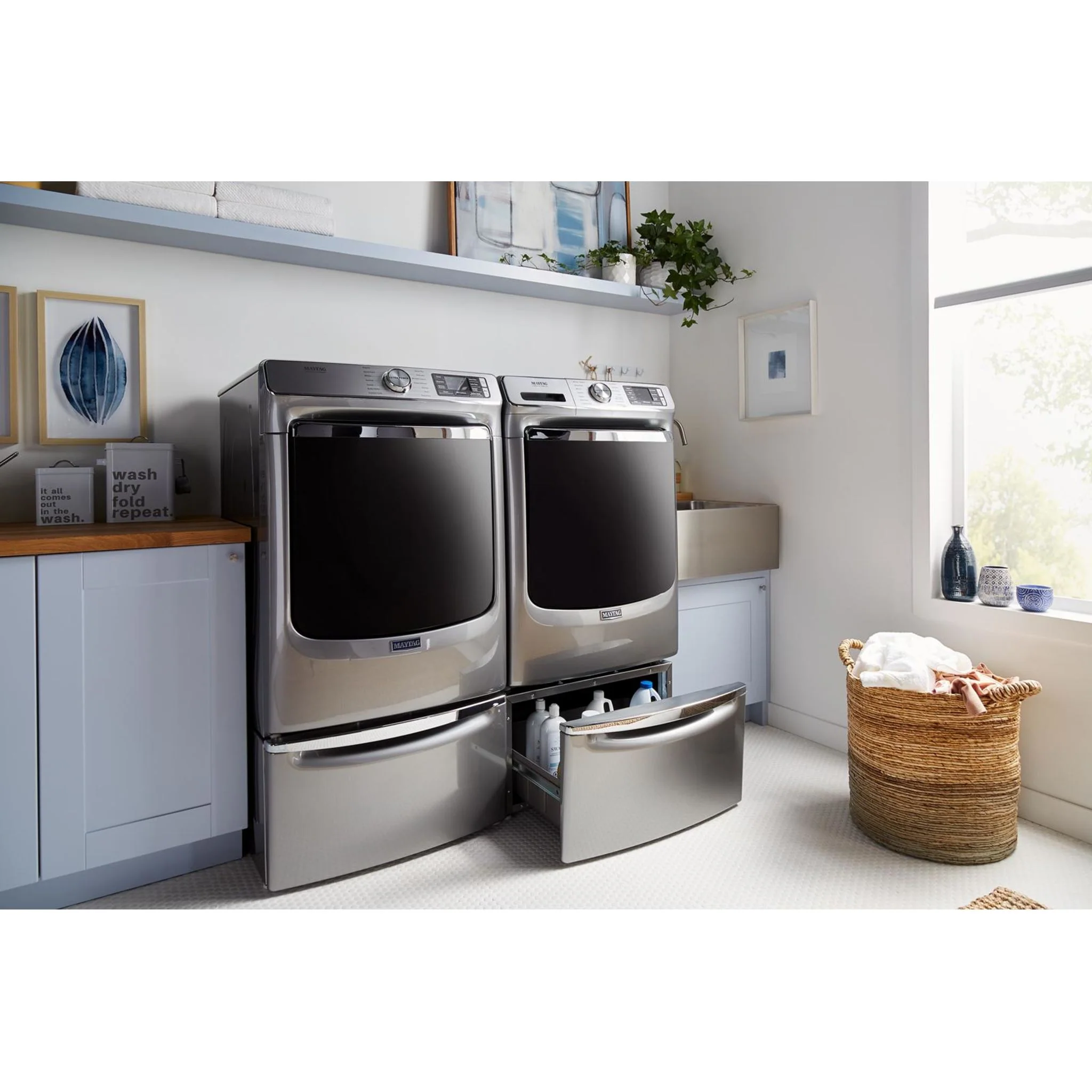 Whirlpool 15.5" (39.4 cm) Pedestal for Front Load Washer and Dryer with Storage -Chrome Shadow (XHPC155YC) - Image 14