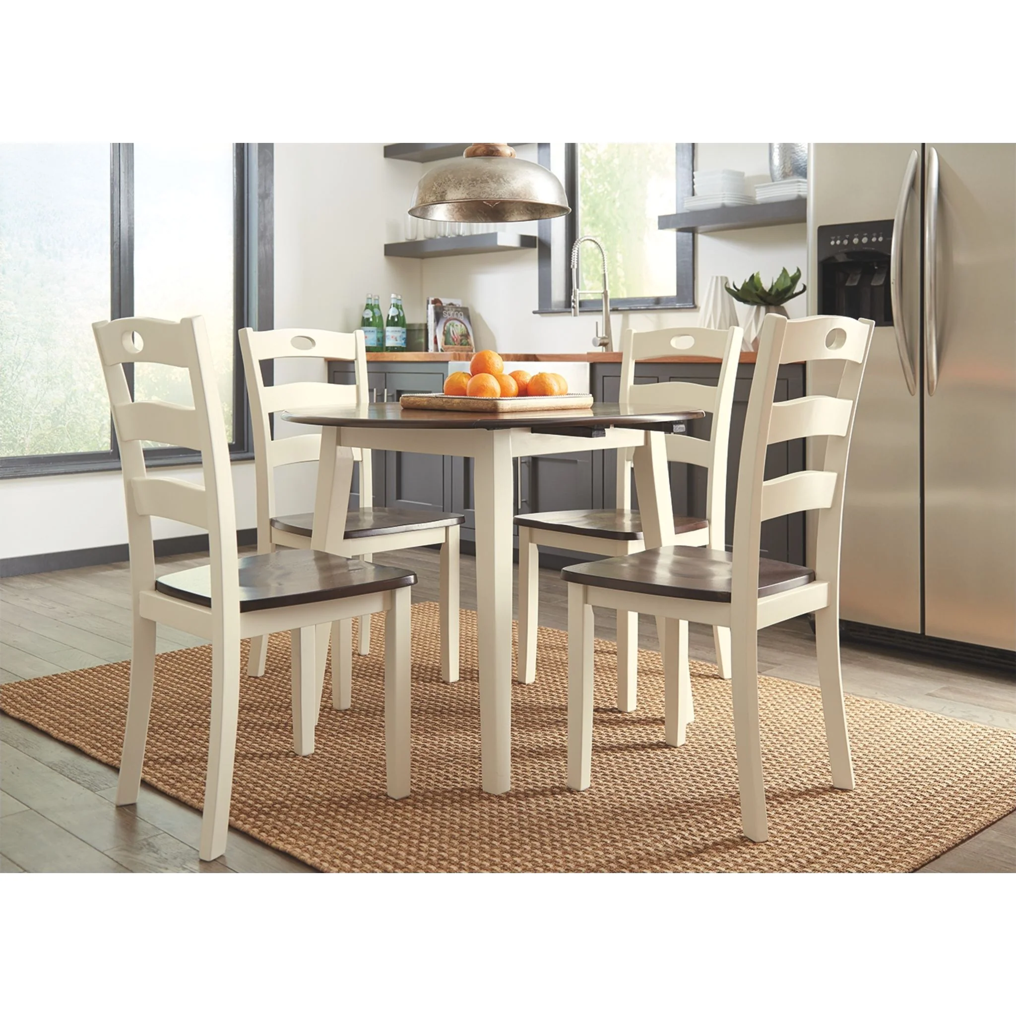 Woodanville Drop Leaf Table - Cream/Brown - (D335-15) - Image 9